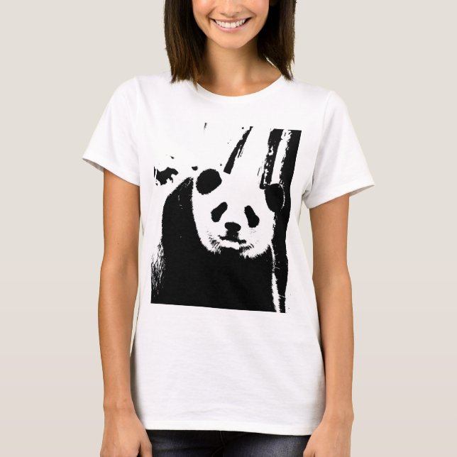 Double-Sided Panda Bear Modern Elegant Women's T-Shirt (Front)