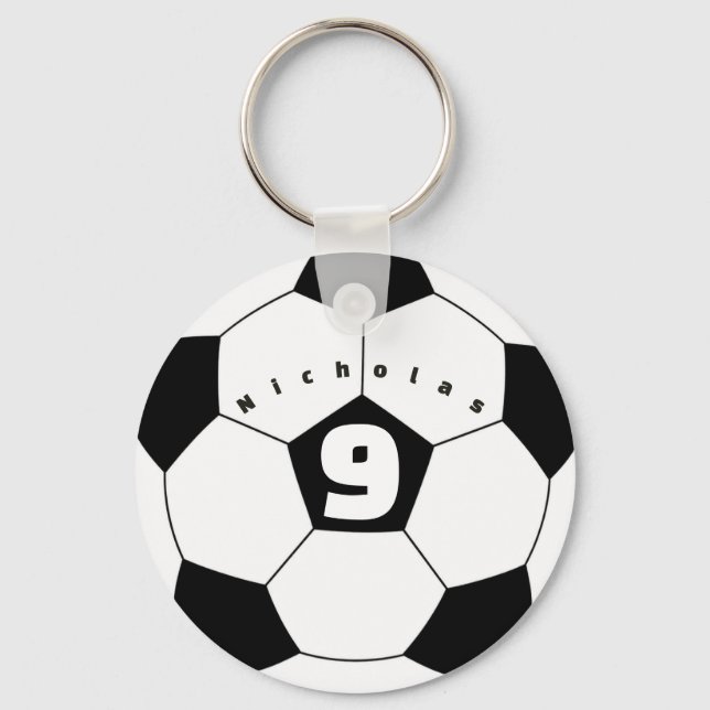 Double Sided Personalise Soccer Player's Name Key Ring (Back)
