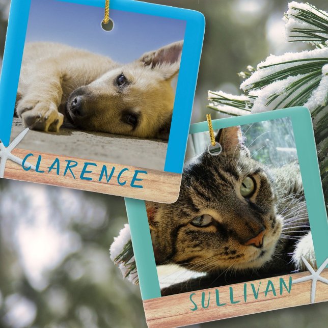 Double Sided Pet Photos Starfish Ceramic Ornament (Creator Uploaded)