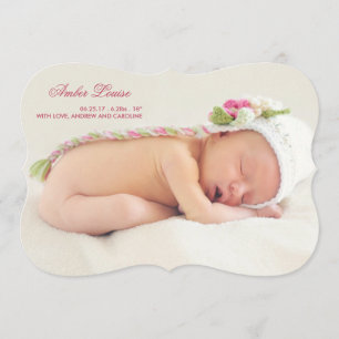 Double Sided Photo Birth Announcement for Girl