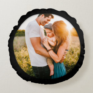 Double Sided Photo Black Frame Shadow Round Cushion