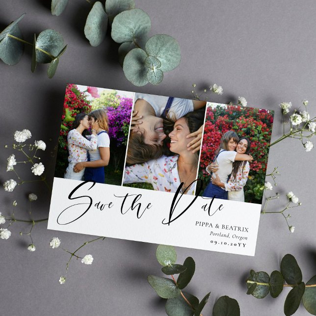 Double Sided Photo Collage Wedding Save the Date (Creator Uploaded)
