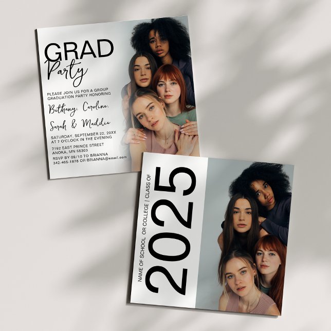 Double Sided Photo Group Graduation Party Invitation (Creator Uploaded)