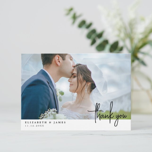 Double Sided Photo Wedding Thank You Card (Standing Front)