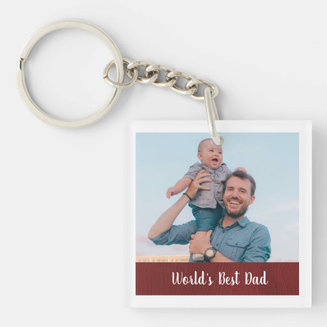 Double-Sided Photo World's Best Dad Key Ring (Front)