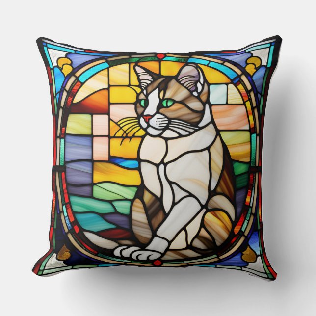 Double-Sided Pillow:Illuminated Yarn Cat Climb  Cushion (Front)