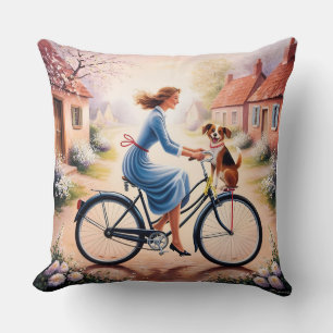 Double-Sided Pillow: Mother & Dog Outing Cushion