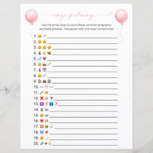 Double Sided Pink Balloon Emoji Pictionary Game