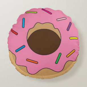 Double sided Pink/Chocolate Doughnut Round Cushion