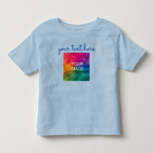 Double Sided Print Add Text Upload Photo Blue Baby Toddler T-Shirt