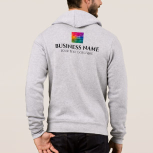 Double-Sided Print Business Company Logo Mens Grey Hoodie