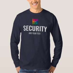 Double Sided Print Mens Long Sleeve Security Navy T-Shirt