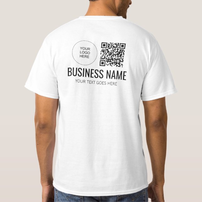 Double Sided Print QR Code Logo Staff Member Mens T-Shirt (Back)
