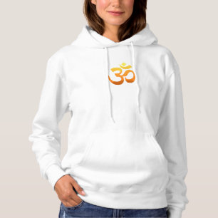 Double Sided Print Yoga Om Mantra Symbol Gold Sun Hoodie