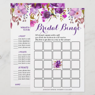 DOUBLE SIDED Purple Floral Bridal Shower Game