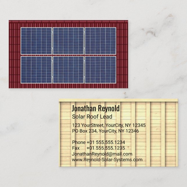 Double-Sided Rooftop Solar Energy Red Roof Business Card (Front/Back)