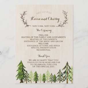 Double-Sided Rustic Wedding Ceremony Program Programme