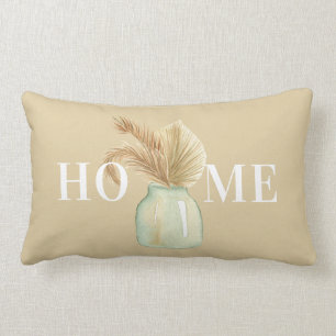 Double-sided sand mustard teal vase Boho custom  Lumbar Cushion