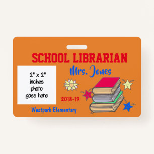 Double-sided school librarian ID badge
