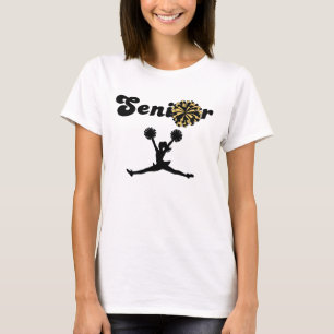 Double Sided Senior Cheerleader Black & Gold T-Shirt