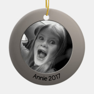 Double Sided Silver 2 x Custom Photo and Text Ceramic Tree Decoration