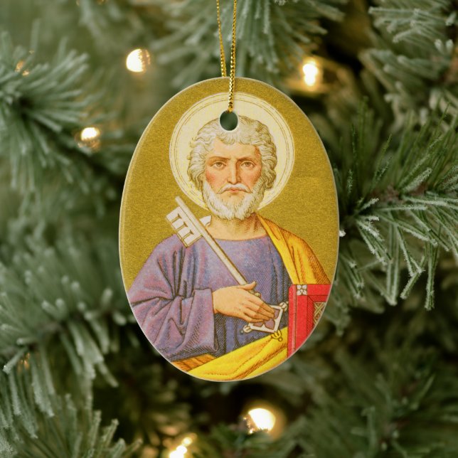 Double-Sided St. Peter the Apostle (PL 07) Ceramic Tree Decoration (Tree)