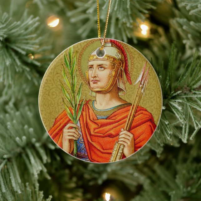 Double-Sided St. Sebastian (SNV 24) Circle Ceramic Tree Decoration (Tree)