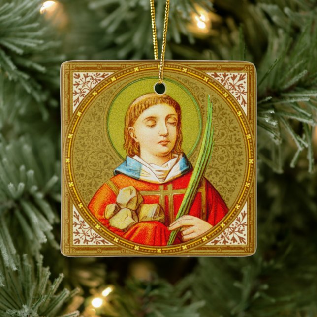 Double-Sided St. Sebastian (SNV 24) Square Ceramic Ceramic Tree Decoration (Tree)