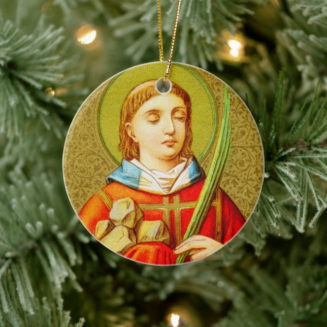 Double-Sided St. Stephen (SNV 26) Circle Ceramic Tree Decoration (Tree)