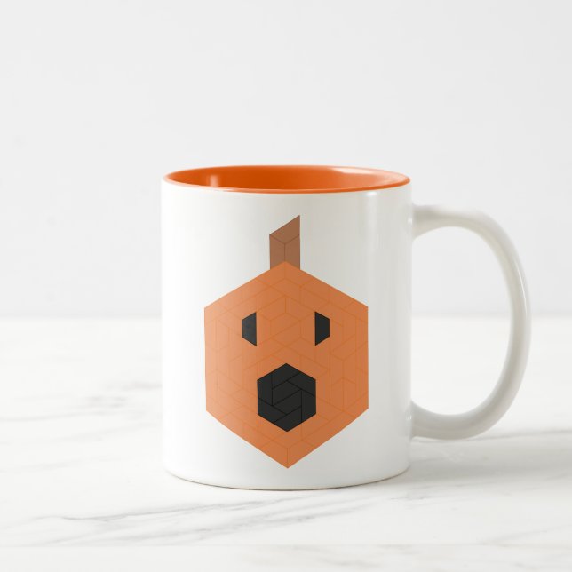 Double-Sided Surprised Jack-o-Lantern Two-Tone Coffee Mug (Right)