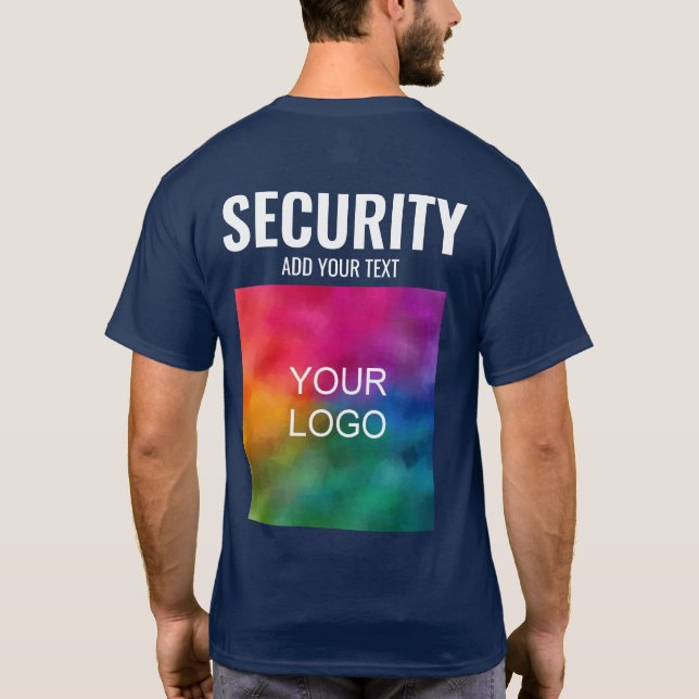 Double Sided Template Mens Navy Blue Security T-Shirt (Back)