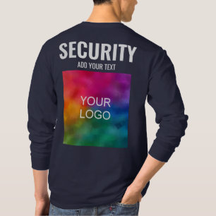 Double Sided Template Mens Security Navy Blue T-Shirt