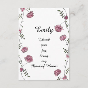 Double sided Thank you card for Maid of Honor