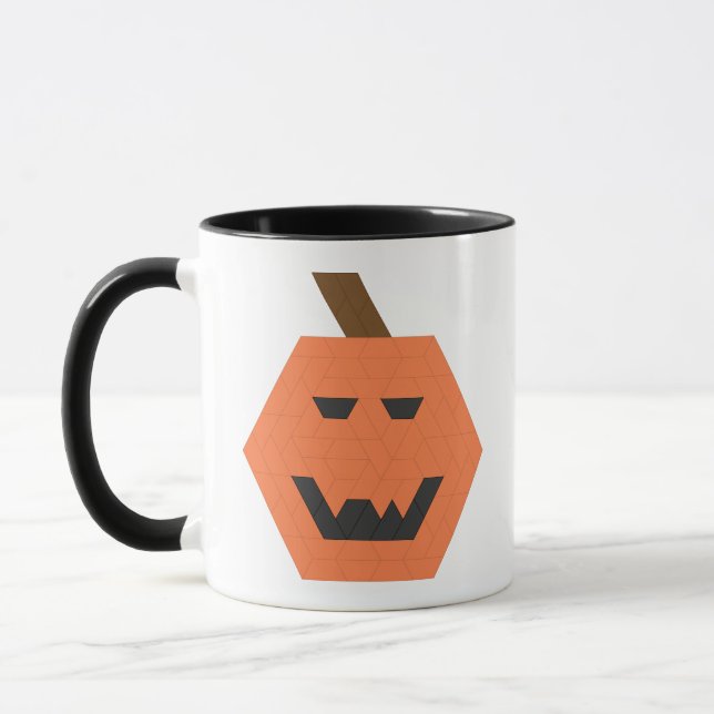 Double-Sided Trapezoid Tile Creepy Jack-o-Lantern Mug (Left)