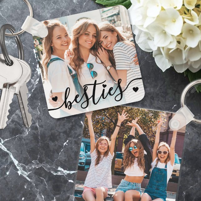 Double Sided Two Photo Best Friend Key Ring (Double Sided Two Photo Best Friend Keychain)