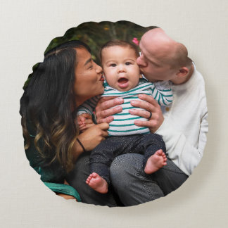 Double Sided Two Photo Round Cushion