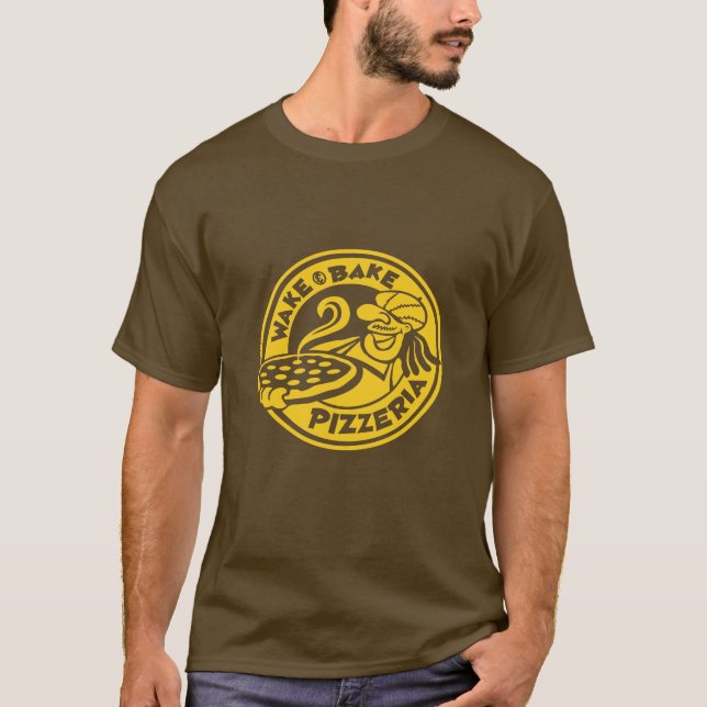 Double Sided Wake & Bake Pizza Delivery Logo T-Shirt (Front)