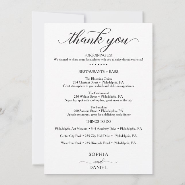 Double Sided Wedding Itinerary - Wedding Welcome I Invitation (Back)