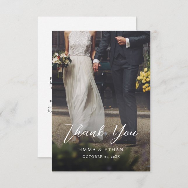 Double Sided Wedding Thank You Card with Photo (Front/Back)
