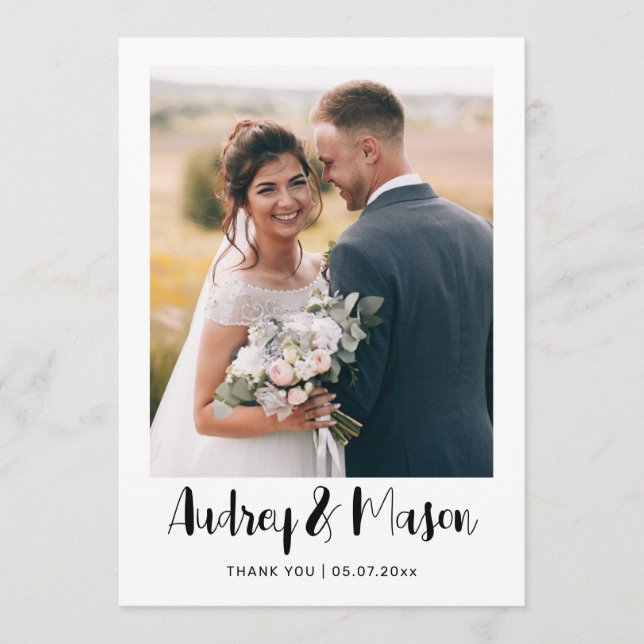Double Sided Wedding Thank You Card with Photo (Front)