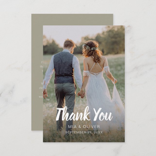 Double Sided Wedding Thank You Card with Photo (Front/Back)
