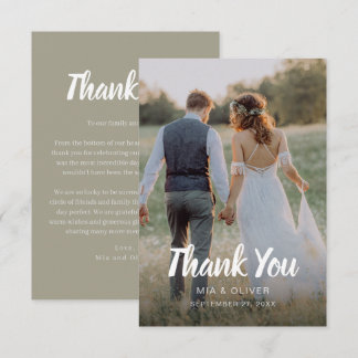 Double Sided Wedding Thank You Card with Photo