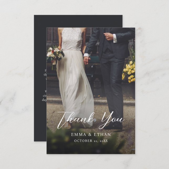 Double Sided Wedding Thank You Card with Photo (Front/Back)