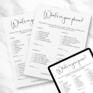 Double Sided What's In Your Purse and Phone Game Invitation