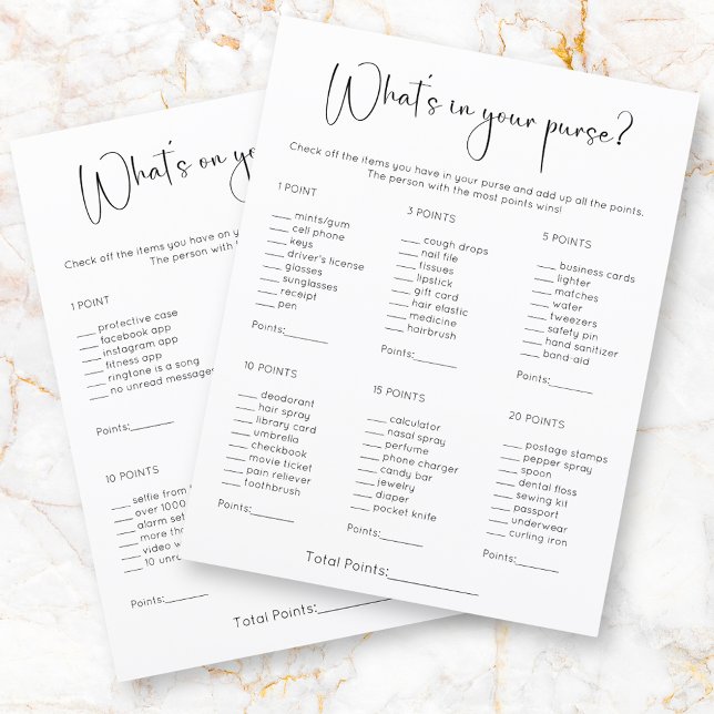 Double Sided What's In Your Purse & Phone Game (Creator Uploaded)