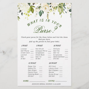 DOUBLE SIDED White Roses Floral Bridal Shower Game
