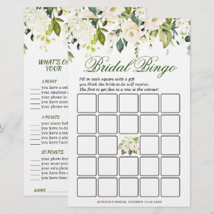 DOUBLE SIDED White Roses Floral Bridal Shower Game