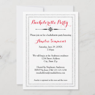 Double Silver Trim - 5x7 Bachelorette Invitation