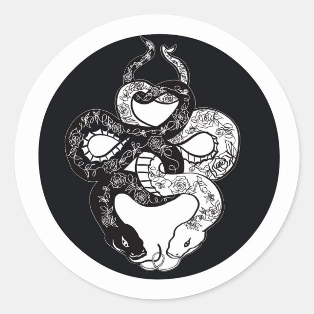 double snake circle classic round sticker (Front)