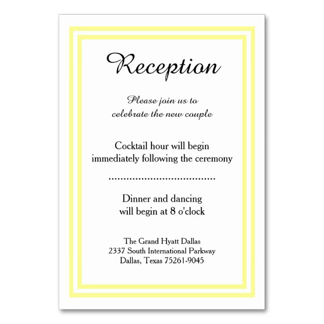 Double Soft Yellow Trim -Reception Insert Card (Front)